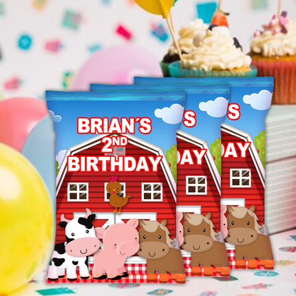Farm Chip Bags Label for Kids Birthday Party Favor Decor, Stickers or Finished Options