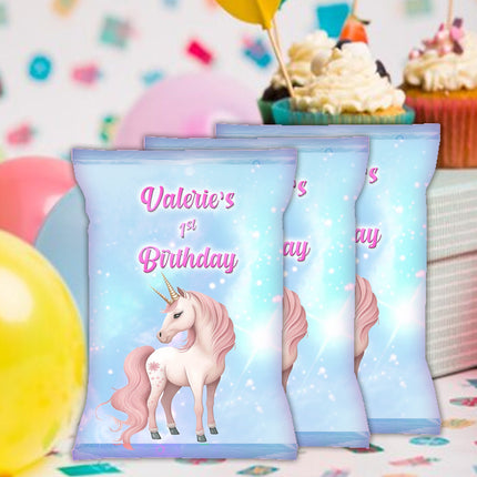 Unicorn Fairy Chip Bags Label for Kids Birthday Party Favor Decor, Stickers or Finished Options