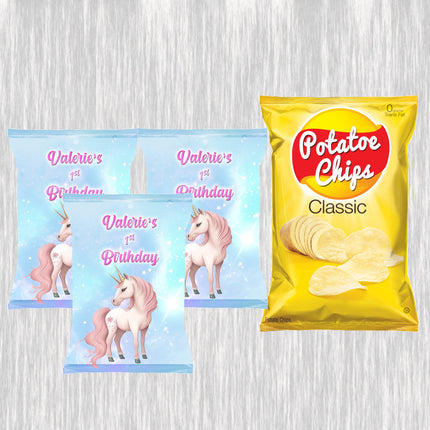 Unicorn Fairy Chip Bags Label for Kids Birthday Party Favor Decor, Stickers or Finished Options