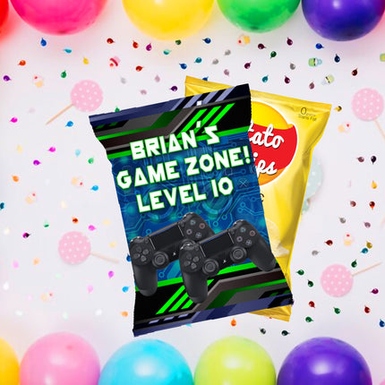 Video Game Chip Bags Label for Kids Birthday Party Favor Decor, Stickers or Finished Options