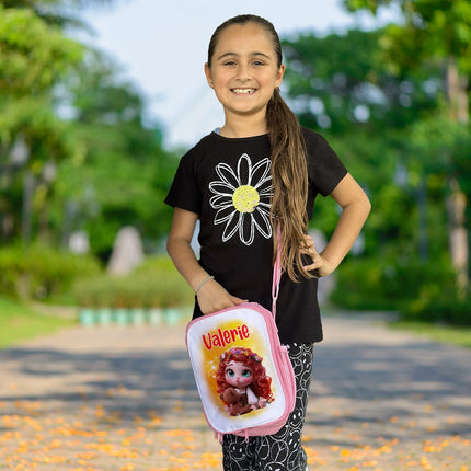 Custom Kids Lunch Bag with Strap Personalized School Insulated Picnic Box Baby Princess Merida Brave