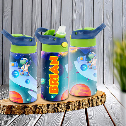 Custom Kids Water Bottle Personalized Toddler Insulated Tumbler 12oz Universe Space Planets