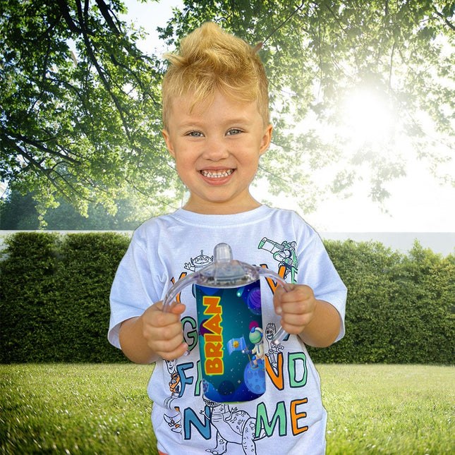 Custom Kids Sippy Cup Personalized Toddler Insulated Tumbler 12oz Bottle Universe Space Planets