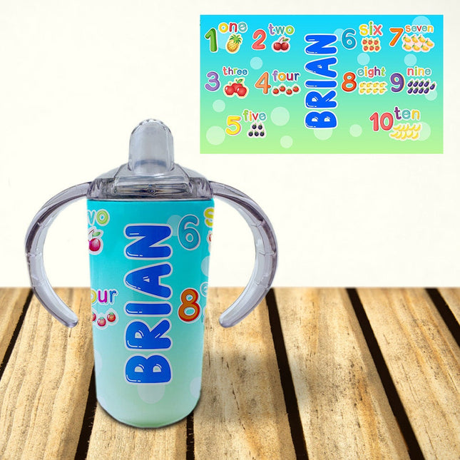 Custom Kids Sippy Cup Personalized Toddler Insulated Tumbler 12oz Bottle Count Numbers Kinder Math