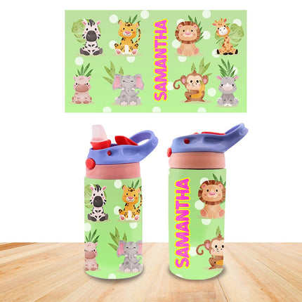 Custom School Kids Bundle Insulated Lunch Bag Snack Box Sippy Cup Bottle Personalized Toddler Set Jungle Baby Safari Animals