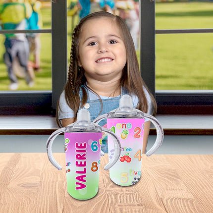 Custom School Kids Bundle Insulated Lunch Bag Snack Box Sippy Cup Bottle Personalized Toddler Set Count Numbers Kinder Math