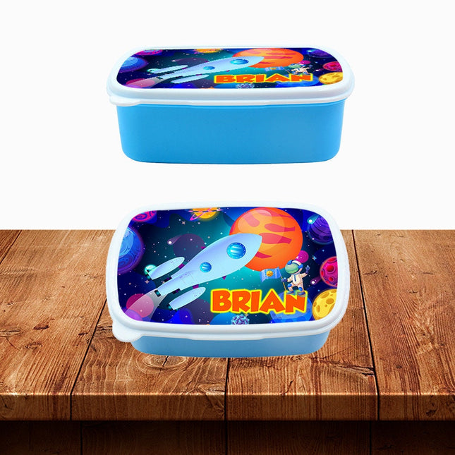 Custom Kids Snack Lunch Box for School Picnic Personalized Travel Container Space Universe Planets