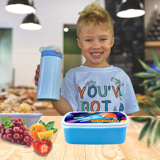Custom Kids Snack Lunch Box for School Picnic Personalized Travel Container Space Universe Planets