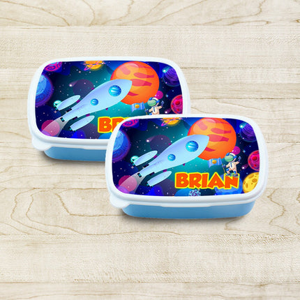 Custom Kids Snack Lunch Box for School Picnic Personalized Travel Container Space Universe Planets