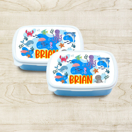 Custom Kids Snack Lunch Box for School Picnic Personalized Travel Container Under the Sea Ocean