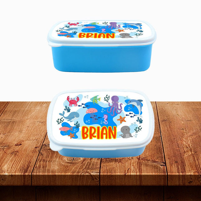 Custom Kids Snack Lunch Box for School Picnic Personalized Travel Container Under the Sea Ocean