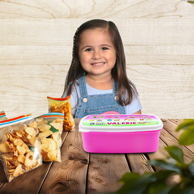 Custom Kids Snack Lunch Box for School Picnic Personalized Travel Container Count Numbers Kinder Math