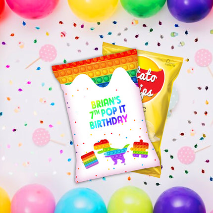 Pop it Chip Bags Label for Kids Birthday Party Favor Decor, Stickers or Finished Options