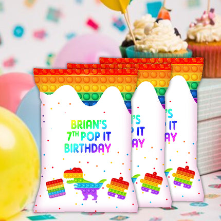 Pop it Chip Bags Label for Kids Birthday Party Favor Decor, Stickers or Finished Options