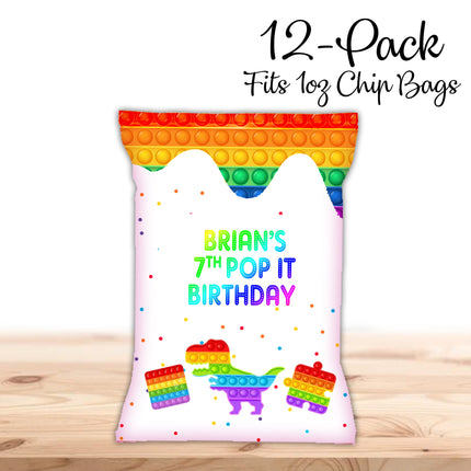 Pop it Chip Bags Label for Kids Birthday Party Favor Decor, Stickers or Finished Options