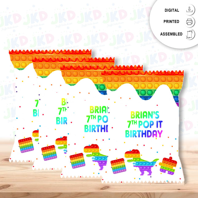 Pop it Chip Bags Label for Kids Birthday Party Favor Decor, Stickers or Finished Options