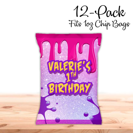 Slime Chip Bags Label for Kids Birthday Party Favor Decor, Stickers or Finished Options