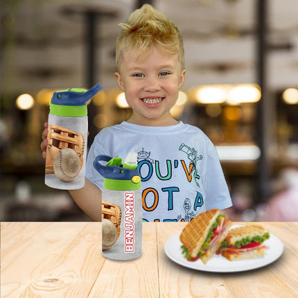 Custom Kids Water Bottle Personalized Toddler Insulated Tumbler 12oz Beisbol Sports