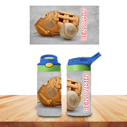Custom Kids Water Bottle Personalized Toddler Insulated Tumbler 12oz Beisbol Sports