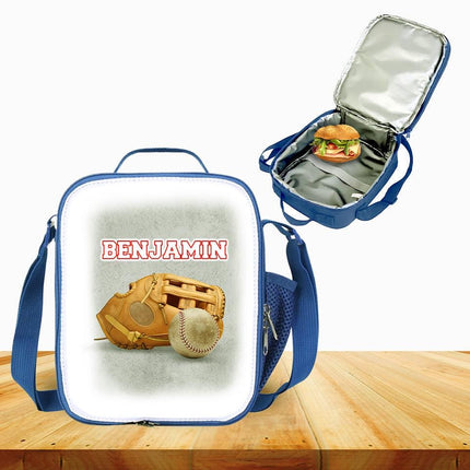 Custom Kids Lunch Bag with Strap Personalized School Insulated Picnic Box Beisbol Sports Team