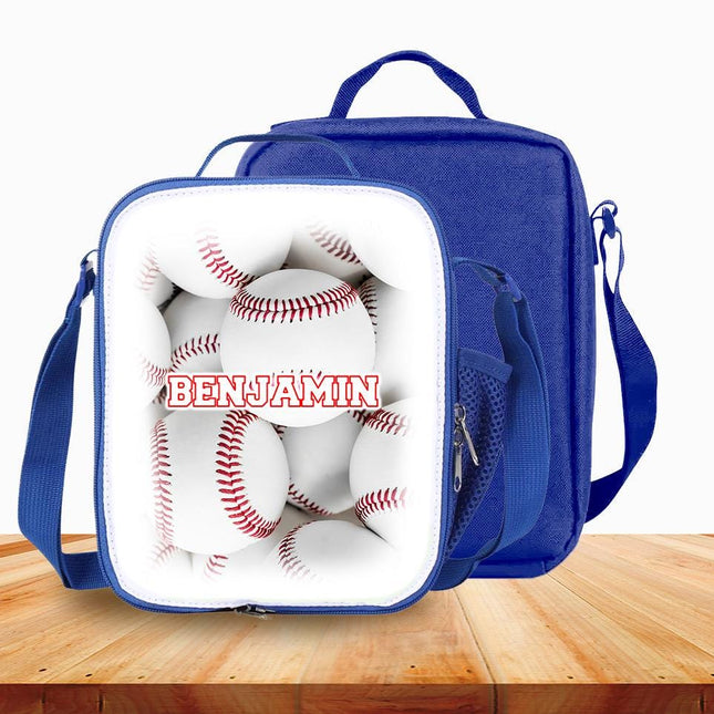 Custom Kids Lunch Bag with Strap Personalized School Insulated Picnic Box Beisbol Sports Team