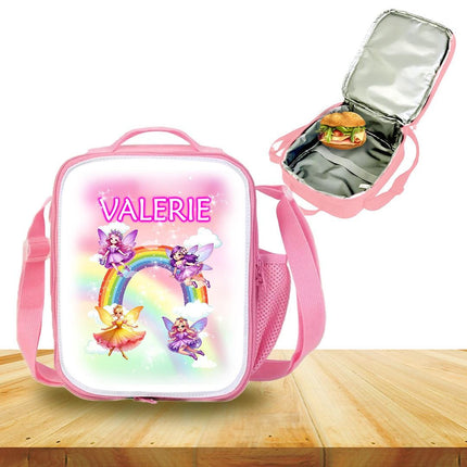 Custom Kids Lunch Bag with Strap Personalized School Insulated Picnic Box Fairy Pixie Dust