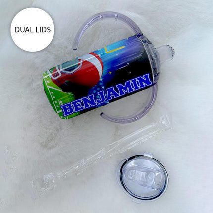 Custom Kids Sippy Cup Personalized Toddler Insulated Tumbler 12oz Bottle Football Sports Team