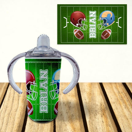 Custom Kids Sippy Cup Personalized Toddler Insulated Tumbler 12oz Bottle Football Sports Team