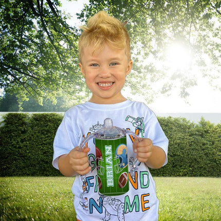 Custom Kids Sippy Cup Personalized Toddler Insulated Tumbler 12oz Bottle Football Sports Team