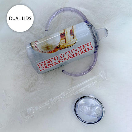 Custom Kids Sippy Cup Personalized Toddler Insulated Tumbler 12oz Bottle Beisbol Sports Team