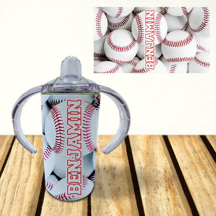 Custom Kids Sippy Cup Personalized Toddler Insulated Tumbler 12oz Bottle Beisbol Sports Team