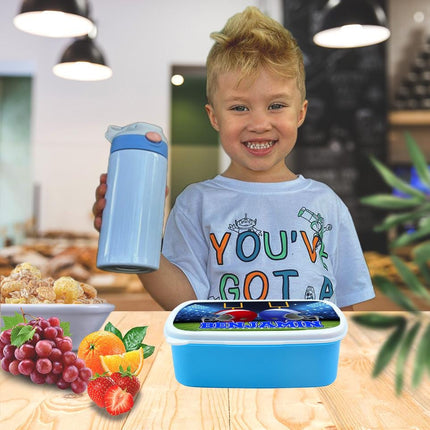 Custom School Kids Bundle Insulated Lunch Bag Snack Box Sippy Cup Bottle Personalized Toddler Set Football Sports Team