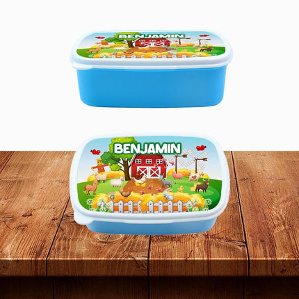 Custom School Kids Bundle Insulated Lunch Bag Snack Box Sippy Cup Bottle Personalized Toddler Set Farm Barn Animals