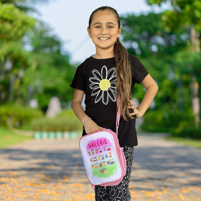 Custom Kids Lunch Bag with Strap Personalized School Insulated Picnic Box Count Numbers Kinder Math