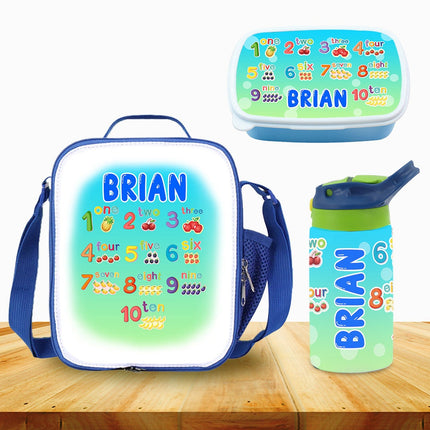 Custom Kids Lunch Bag with Strap Personalized School Insulated Picnic Box Count Numbers Kinder Math