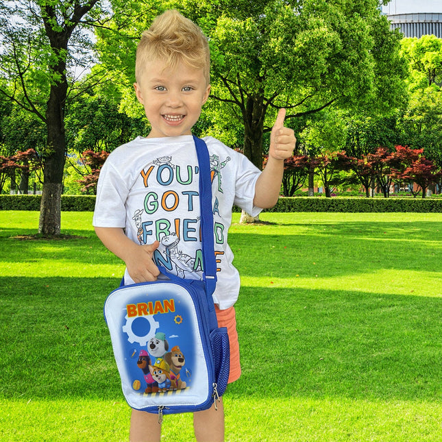 Custom Kids Lunch Bag with Strap Personalized School Insulated Picnic Box Pupstruction