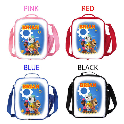 Custom Kids Lunch Bag with Strap Personalized School Insulated Picnic Box Pupstruction