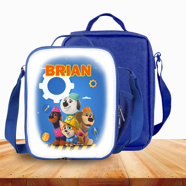 Custom Kids Lunch Bag with Strap Personalized School Insulated Picnic Box Pupstruction