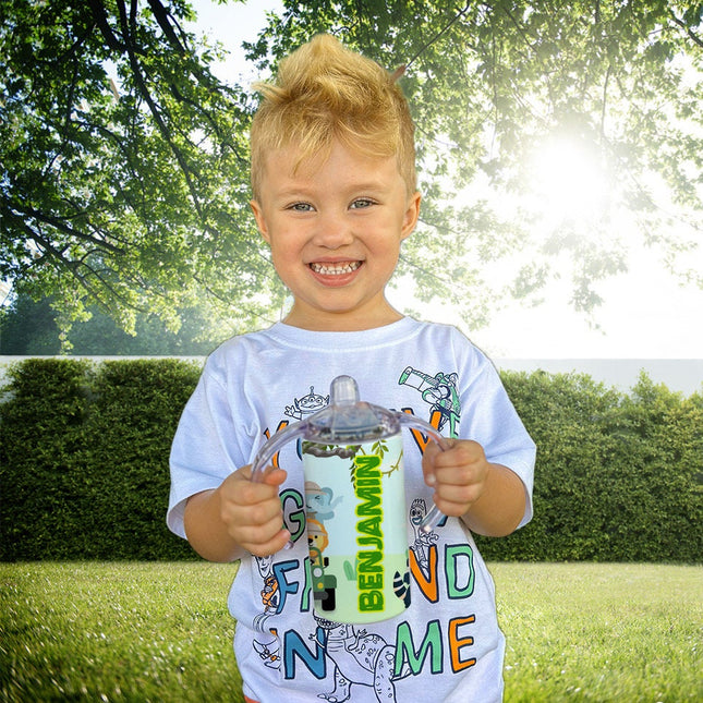 Custom Kids Sippy Cup Personalized Toddler Insulated Tumbler 12oz Bottle Jungle Baby Safari Animals