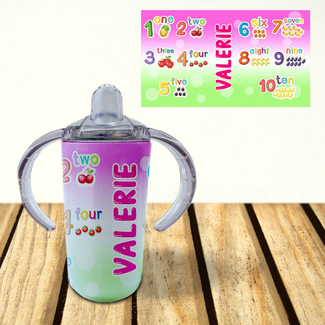Custom Kids Sippy Cup Personalized Toddler Insulated Tumbler 12oz Bottle Count Numbers Kinder Math