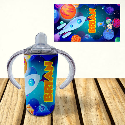 Custom School Kids Bundle Insulated Lunch Bag Snack Box Sippy Cup Bottle Personalized Toddler Set Universe Space Planets