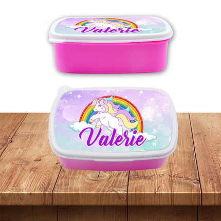 Custom School Kids Bundle Insulated Lunch Bag Snack Box Sippy Cup Bottle Personalized Toddler Set Unicorn Magic Rainbow