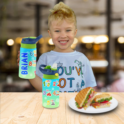 Custom School Kids Bundle Insulated Lunch Bag Snack Box Sippy Cup Bottle Personalized Toddler Set Count Numbers Kinder Math