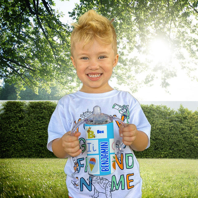 Custom Kids Sippy Cup Personalized Toddler Insulated Tumbler 12oz Bottle ABC Vowels