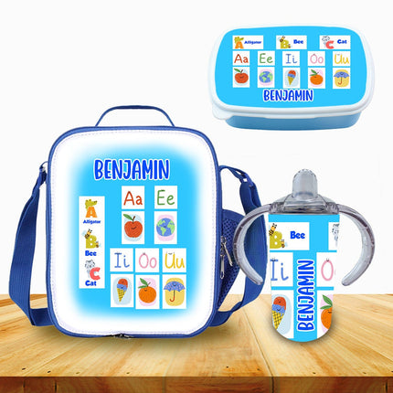 Custom Kids Sippy Cup Personalized Toddler Insulated Tumbler 12oz Bottle ABC Vowels
