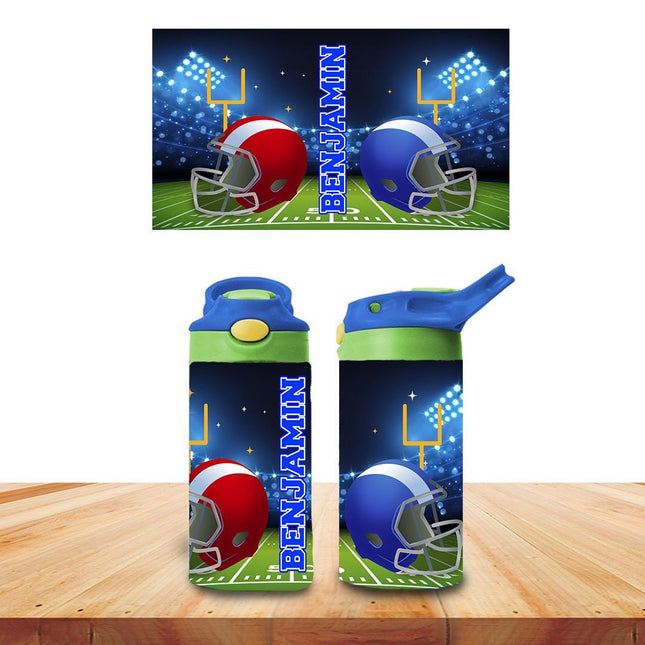 Custom Kids Water Bottle Personalized Toddler Insulated Tumbler 12oz Football Sports
