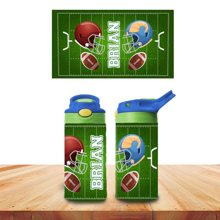 Custom Kids Water Bottle Personalized Toddler Insulated Tumbler 12oz Football Sports