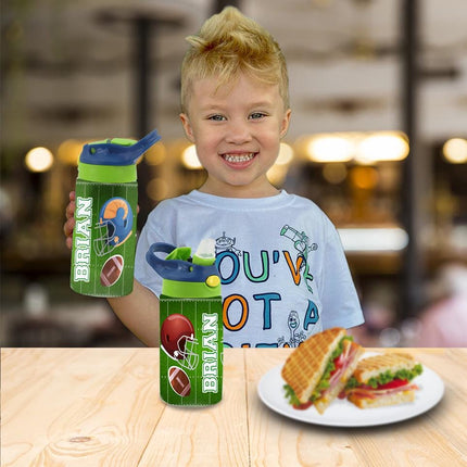 Custom Kids Water Bottle Personalized Toddler Insulated Tumbler 12oz Football Sports