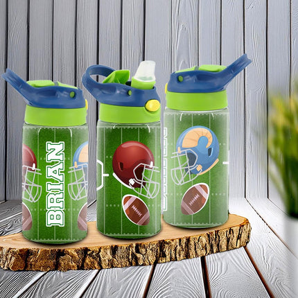 Custom Kids Water Bottle Personalized Toddler Insulated Tumbler 12oz Football Sports