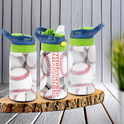 Custom Kids Water Bottle Personalized Toddler Insulated Tumbler 12oz Beisbol Sports